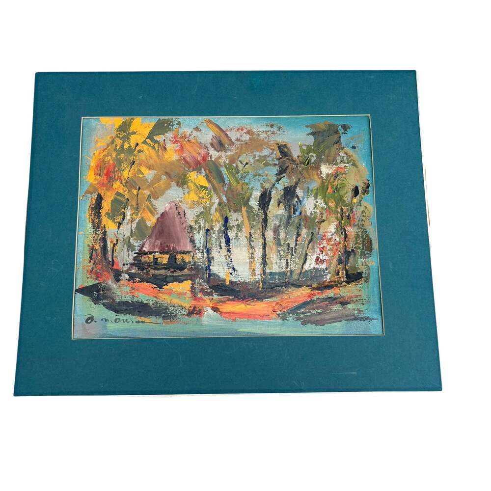 Antique Orginal Signed Impressionist 18x22" Palm Beach House Oil Painting